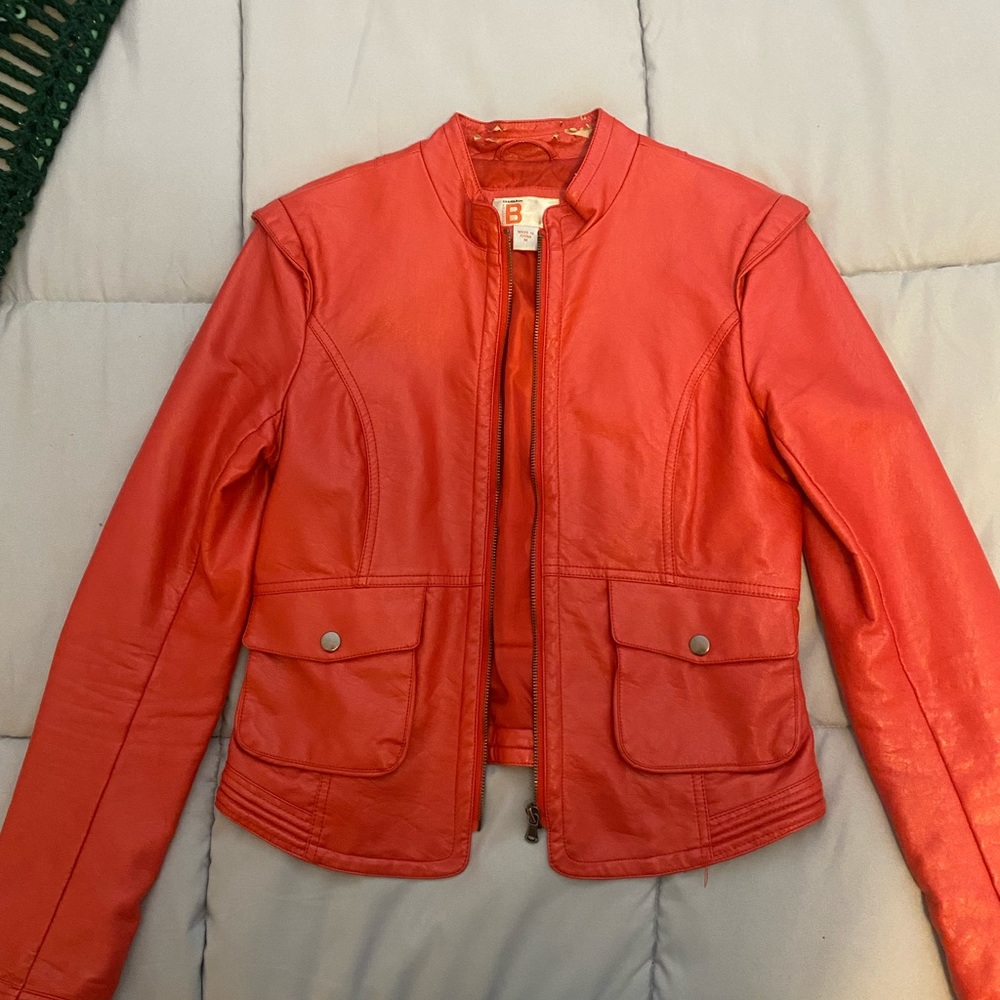 Orange leather jacket!